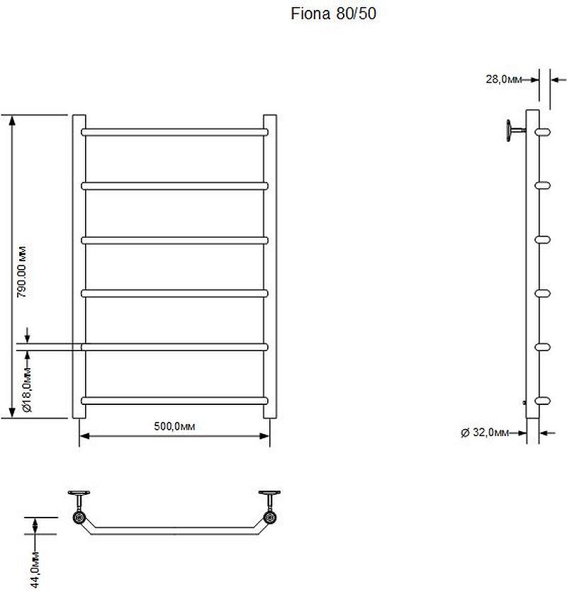 Изображение товара Электрический полотенцесушитель Aquanet 00281995 500x800 мм 94 Вт с терморегулятором и полкой хром