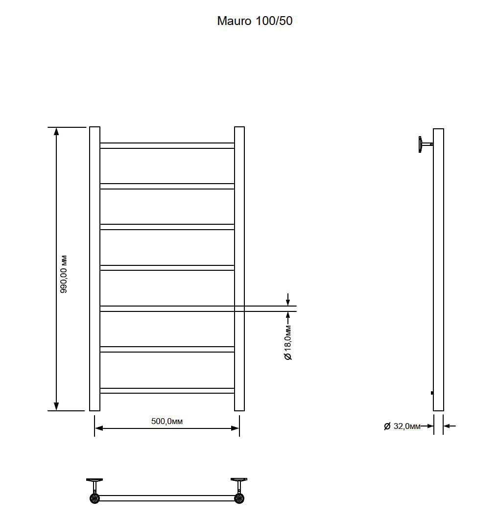 Изображение товара Полотенцесушитель электрический Aquanet Mauro 282004 500x1000 мм 97 Вт с терморегулятором лесенка цвет хром