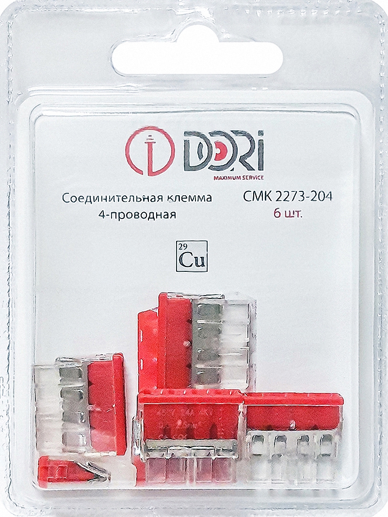 Изображение товара Kлемма DORI СМК 2273-204, 4-проводная, 18×6×17 мм