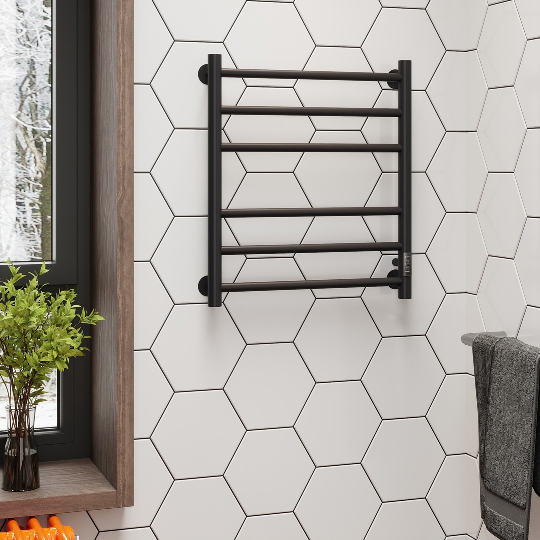 Изображение товара Электрический полотенцесушитель Маргроид Лина Straight 500x600 мм 80 Вт черный матовый