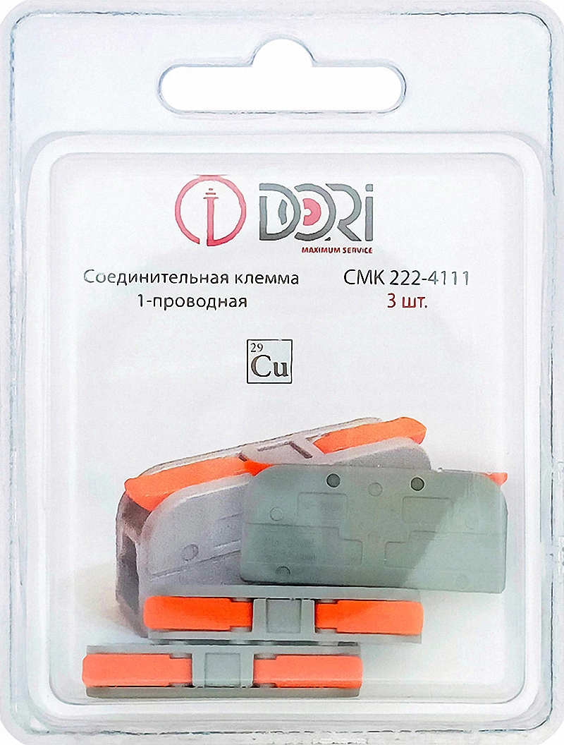 Изображение товара Клемма соединительная Dori 222-4111 для меди 4 мм² 3 шт.