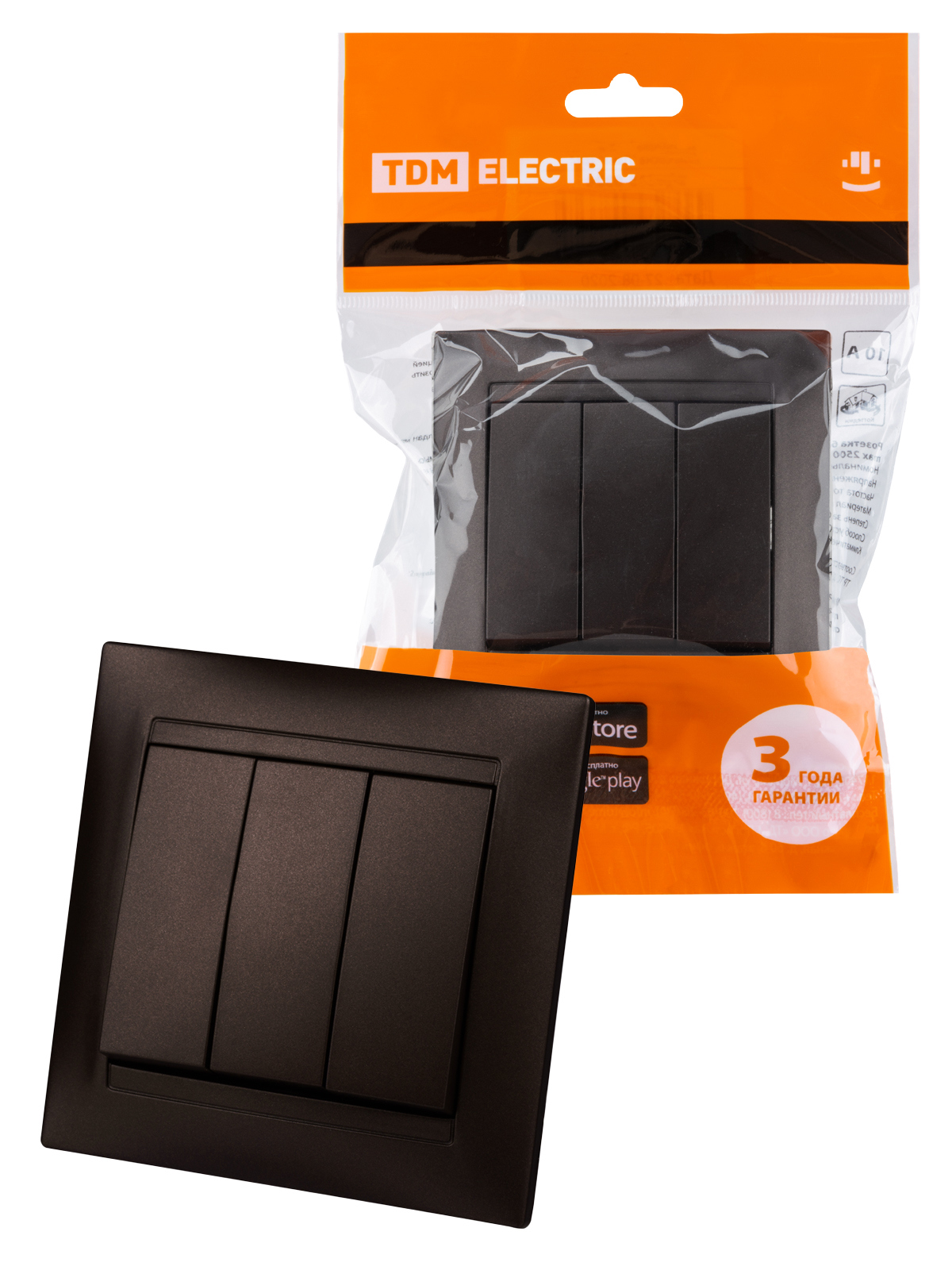 Изображение товара Встраиваемый выключатель серия Лама Tdm electric с 3 клавишами шоколад Изображение товара Встраиваемый выключатель серия Лама Tdm electric с 3 клавишами шоколад