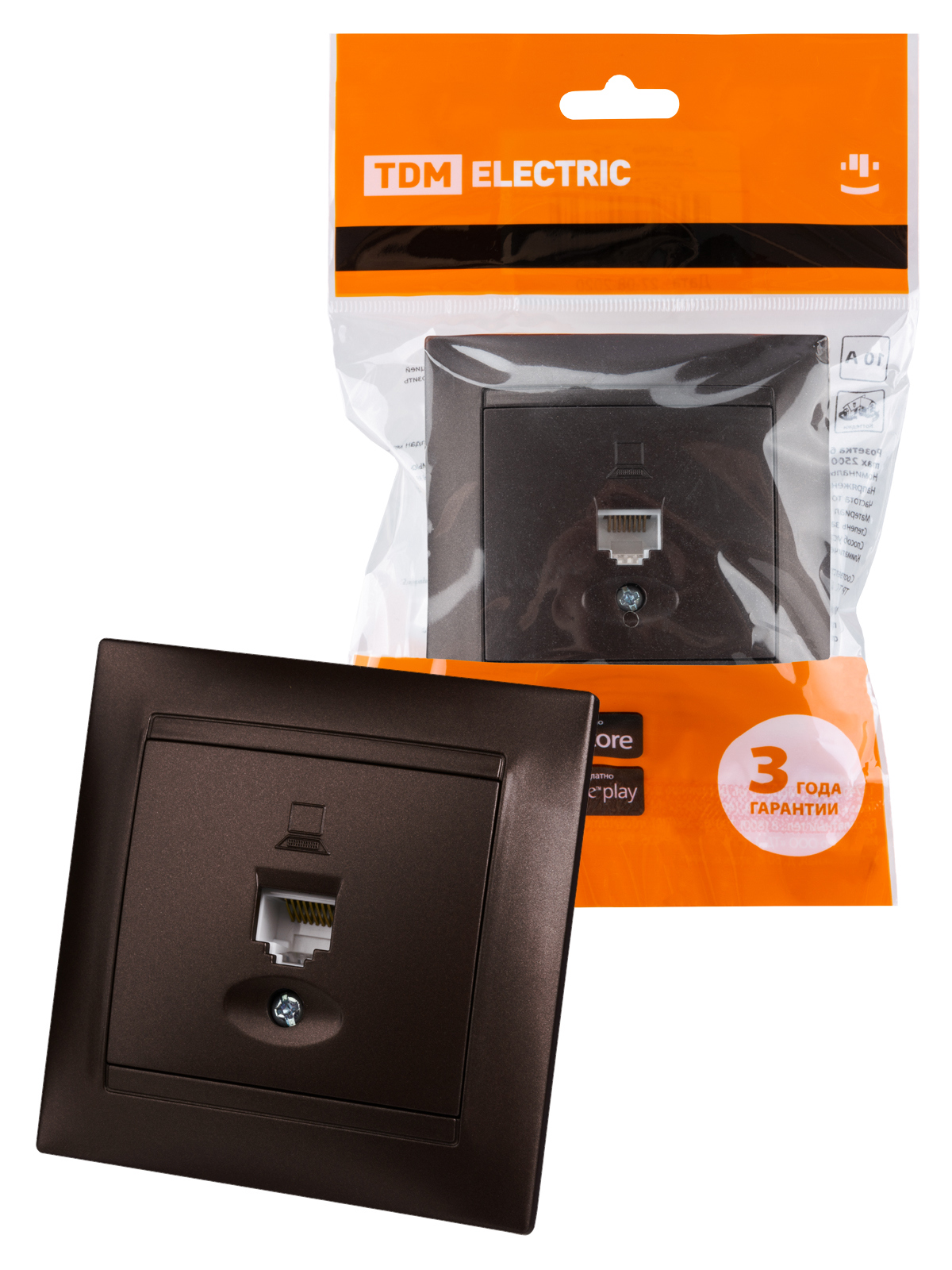 Изображение товара Розетка компьютерная встраиваемая Tdm electric Лама SQ1815-0516 RJ45 цвет шоколад