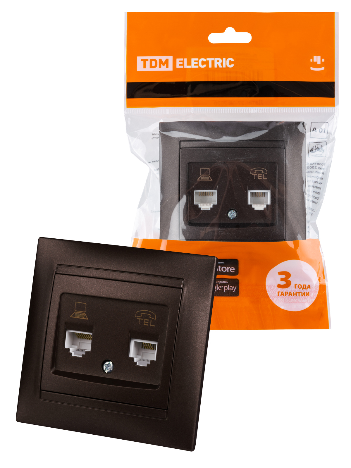 Изображение товара Розетка для телефона/компьютера встраиваемая Tdm electric Лама SQ1815-0519 RJ11/RJ45 цвет шоколад Изображение товара Розетка для телефона/компьютера встраиваемая Tdm electric Лама SQ1815-0519 RJ11/RJ45 цвет шоколад