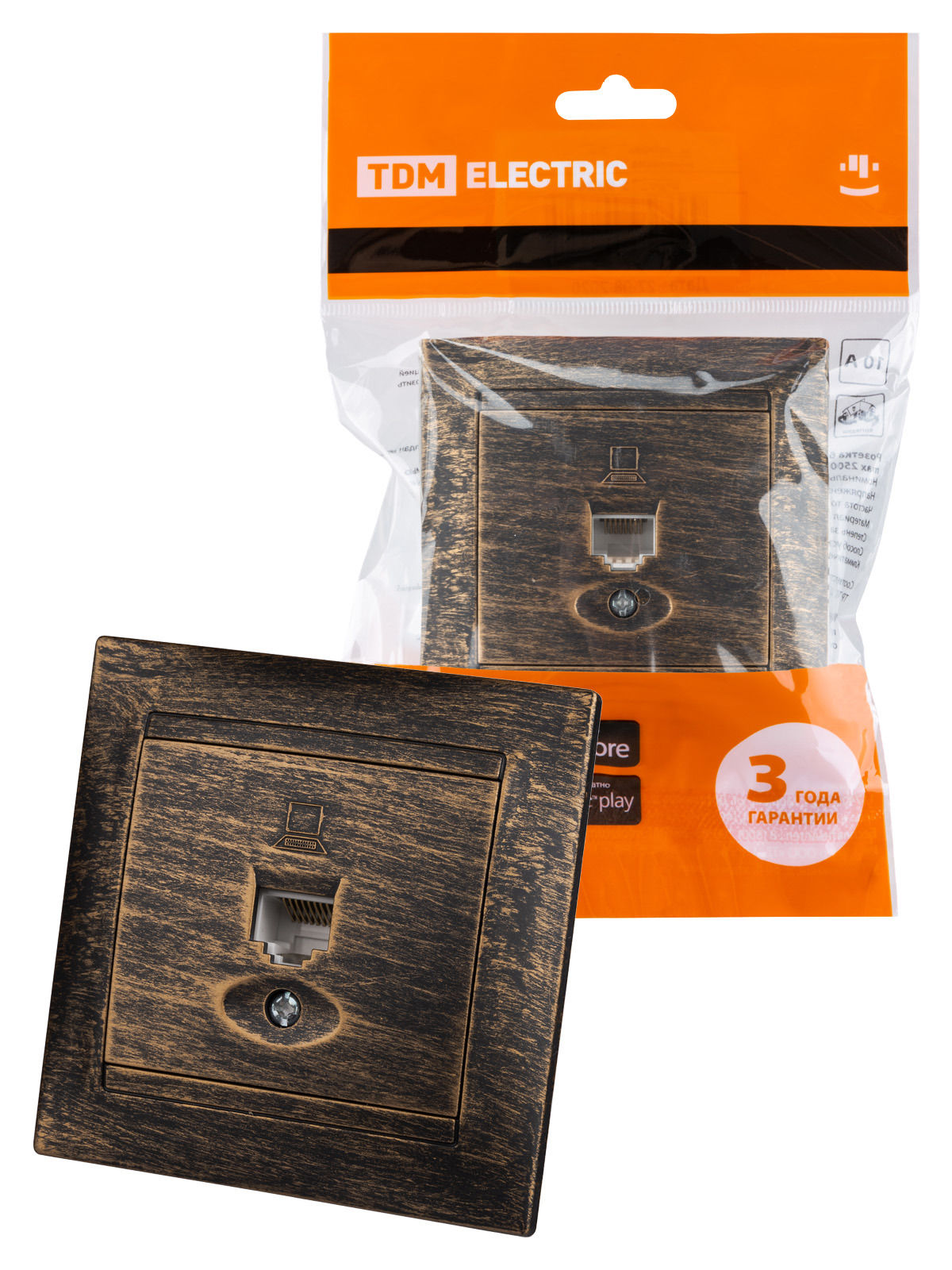 Изображение товара Розетка компьютерная встраиваемая Tdm electric Лама SQ1815-0757 RJ45 цвет старинная бронза