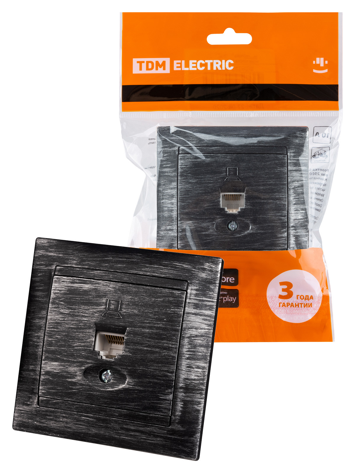 Изображение товара Розетка компьютерная встраиваемая Tdm electric Лама SQ1815-0657 RJ45 цвет старинное серебро