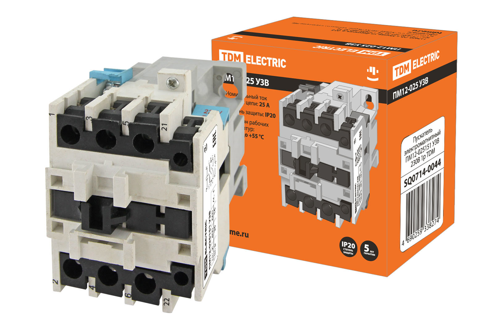 Изображение товара Контактор TDM ELECTRIC ПМ12-025151, 16 А, 230 В, 3-полюсный