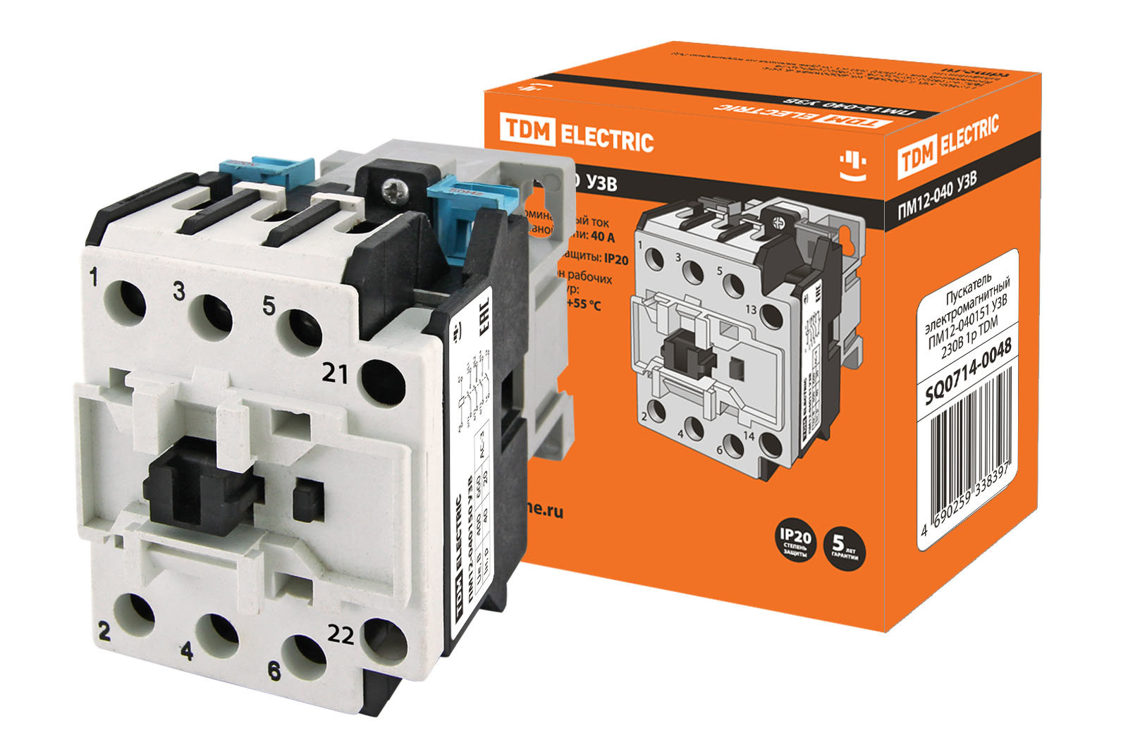 Изображение товара Контактор ПМ12 040151 40 А 230 В трехфазный TDM ELECTRIC