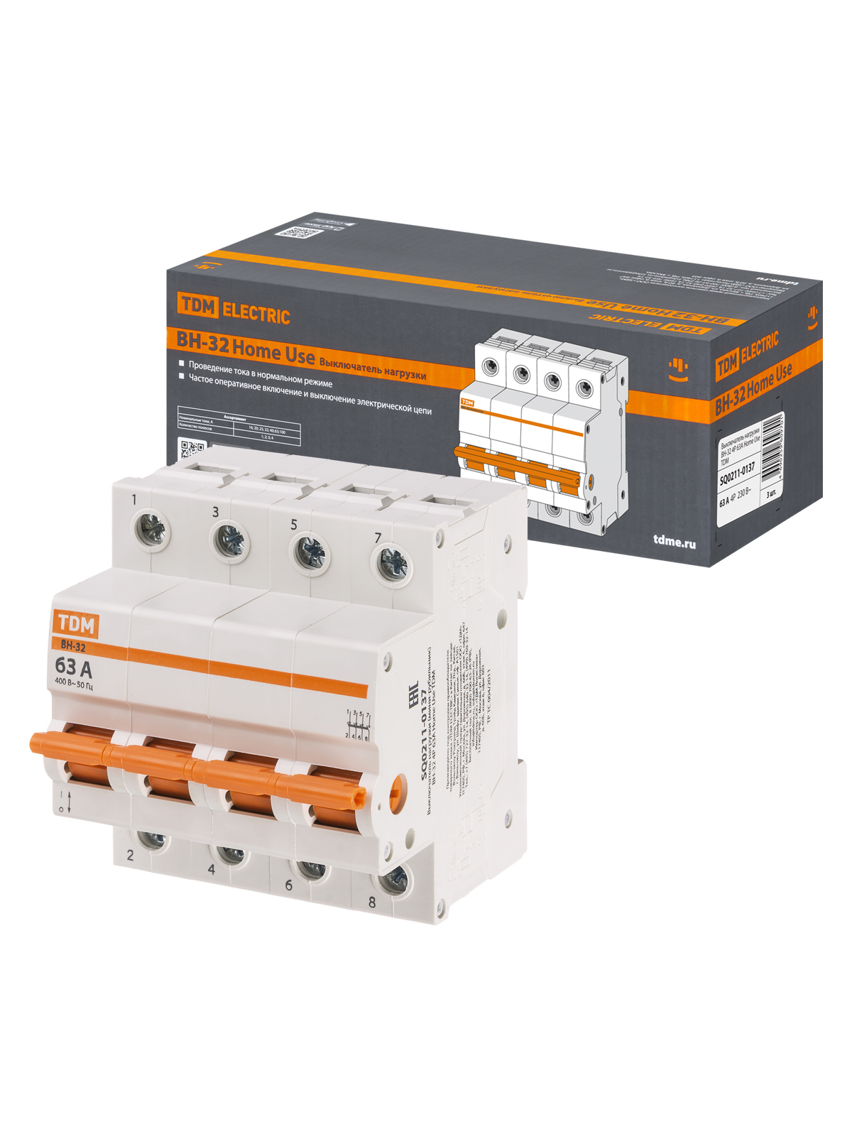 Изображение товара Выключатель нагрузки Tdm electric ВН-32 4P C63 А SQ0211-0137