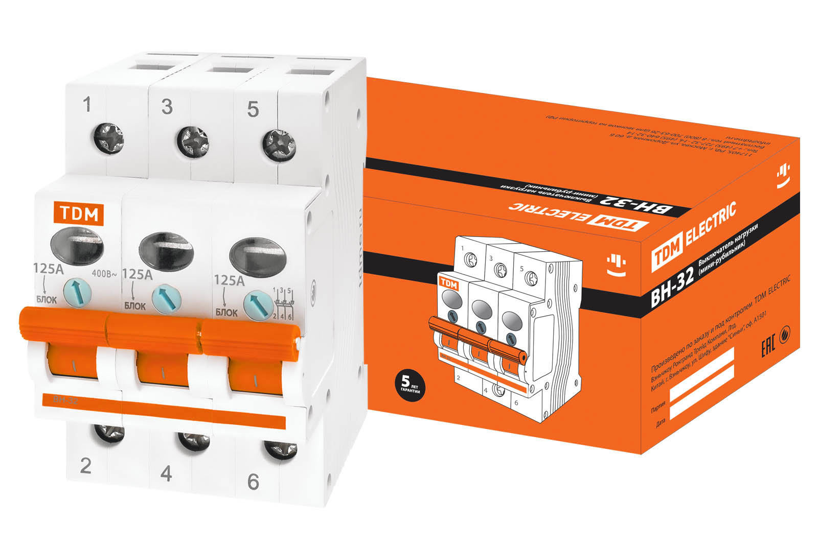 Изображение товара Выключатель нагрузки Tdm electric ВН-32 3P 125 А SQ0211-0030