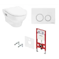 Изображение товара Комплект инсталляция Tece Spring S955102 с унитазом Hansgrohe GladeLake S безободковый с микролифтом клавиша цвет белый