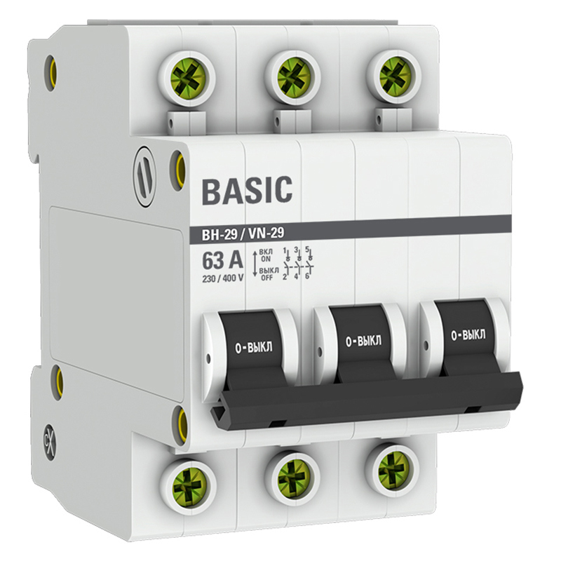 Изображение товара Выключатель нагрузки Ekf Basic ВН-29 3P 63 А 2 кА SL29-3-63-bas Изображение товара Выключатель нагрузки Ekf Basic ВН-29 3P 63 А 2 кА SL29-3-63-bas