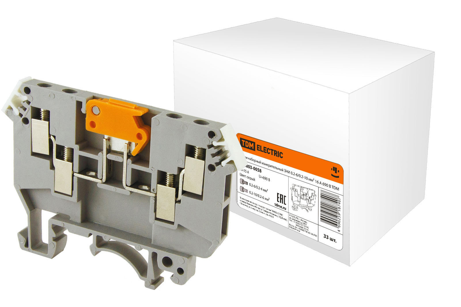 Изображение товара Зажим наборный Tdm Electric измерительный ЗНИ 6/10 мм² 16А 690 В 33 шт.