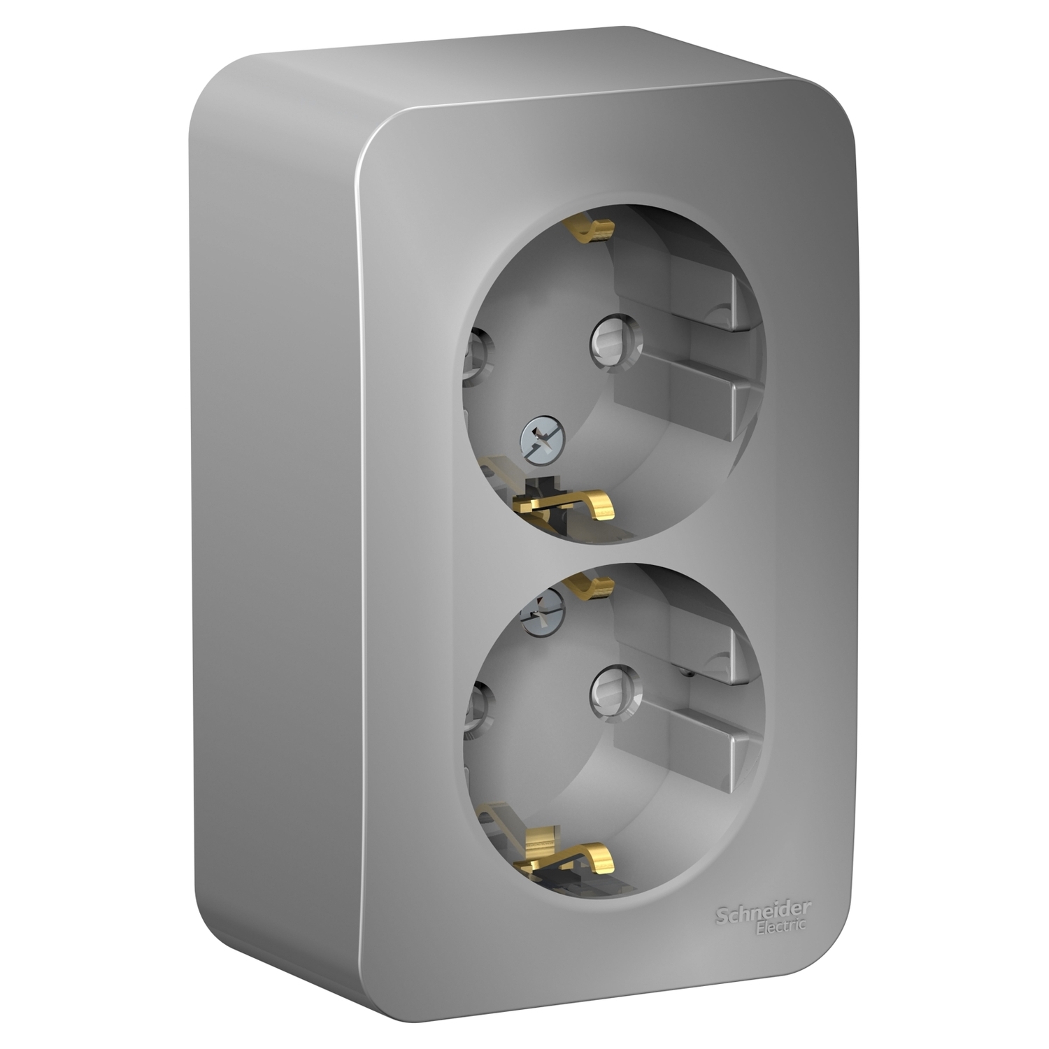 Изображение товара Розетка двойная Systeme Electric Blanca BLNRA011213 с заземлением со шторкой цвет алюминий 1 шт