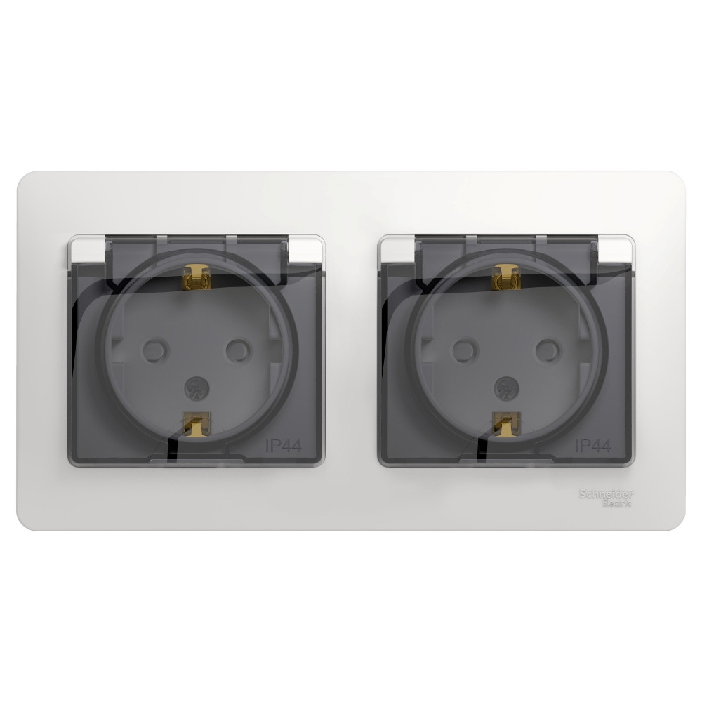 Изображение товара Розетка двойная встраиваемая Systeme Electric Glossa GSL000147 с заземлением цвет белый Изображение товара Розетка двойная встраиваемая Systeme Electric Glossa GSL000147 с заземлением цвет белый
