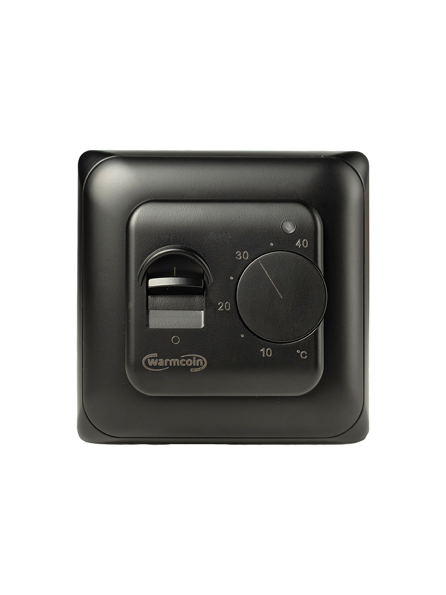 Изображение товара Терморегулятор Warmcoin W70 механический для теплого пола черный матовый