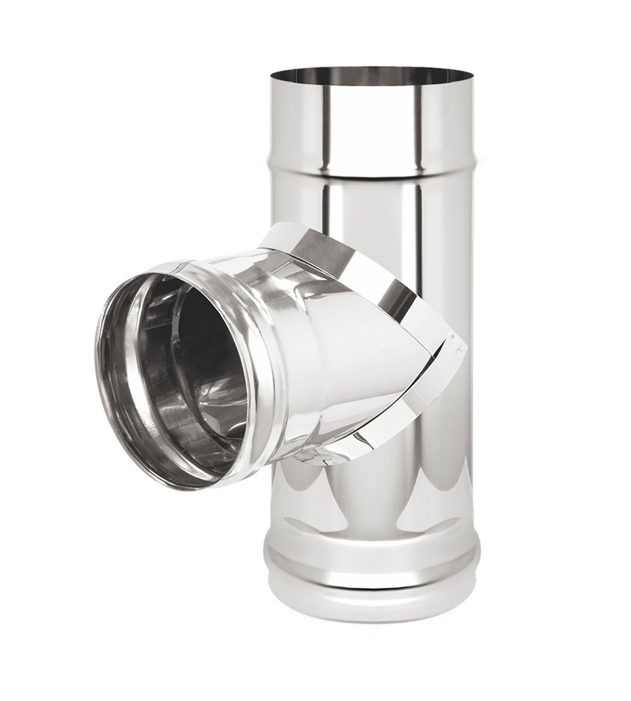 Изображение товара Тройник 90 градусов Везувий из нержавеющей стали для дымоходов 150 мм