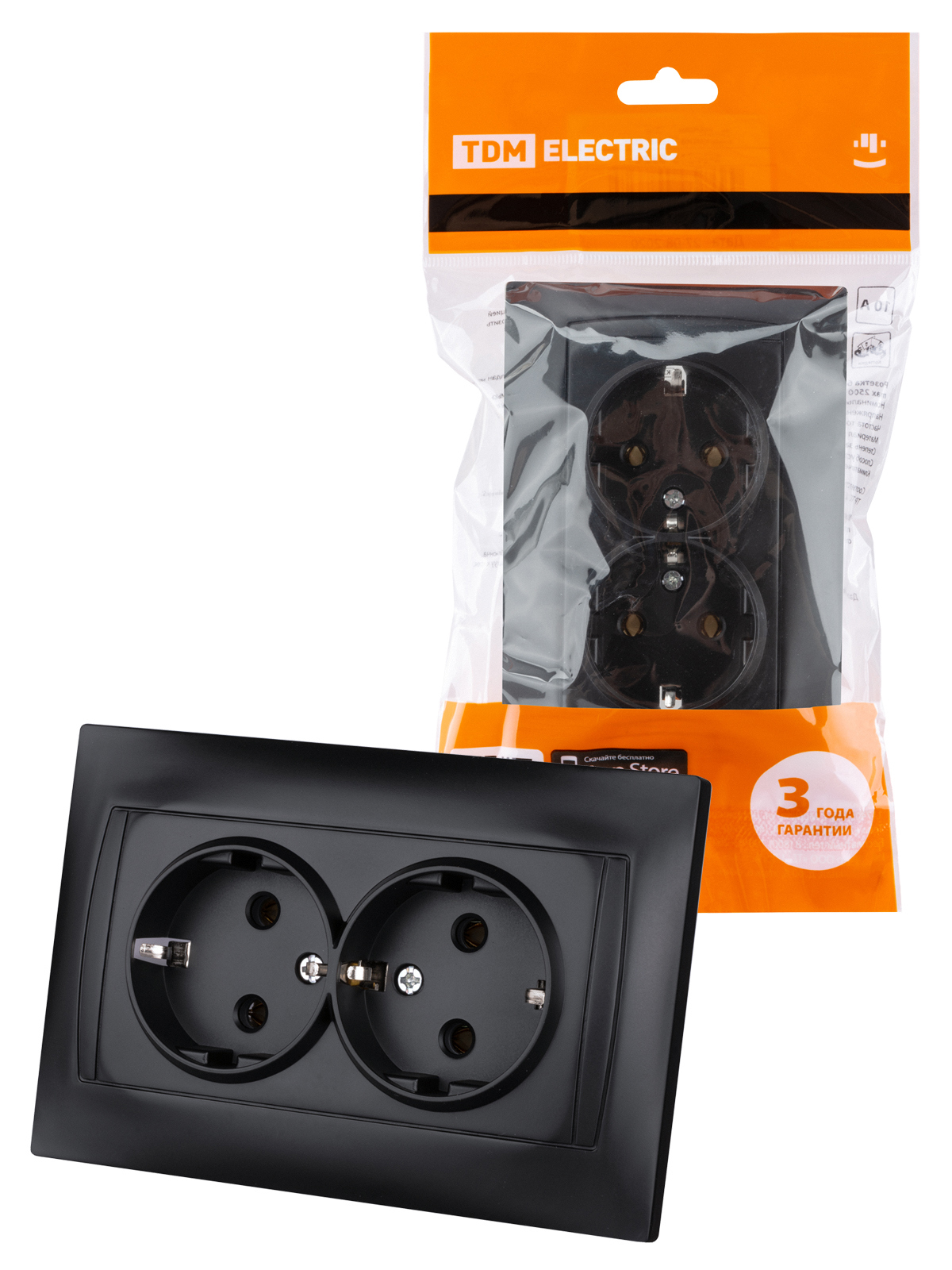 Изображение товара Розетка двойная встраиваемая Tdm electric Лама SQ1815-0625 графит