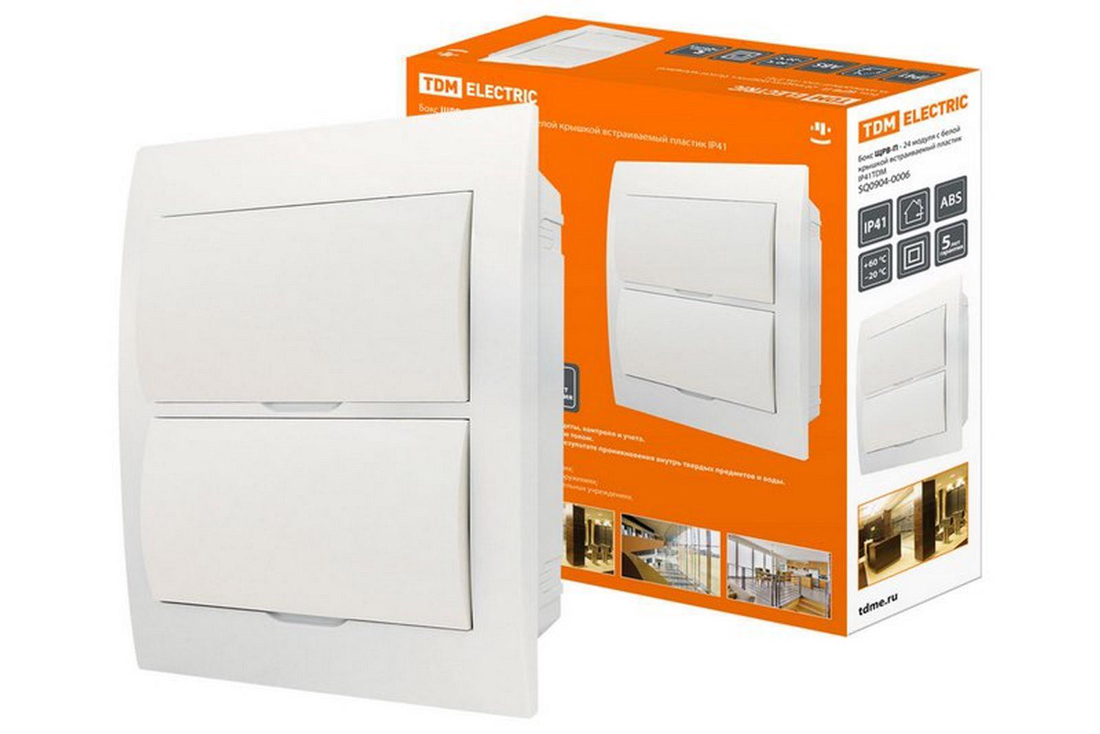 Изображение товара Щит распределительный встраиваемый Tdm Electric ЩРН-П 2x24 модуля IP41 с белой крышкой пластик SQ0904-0006
