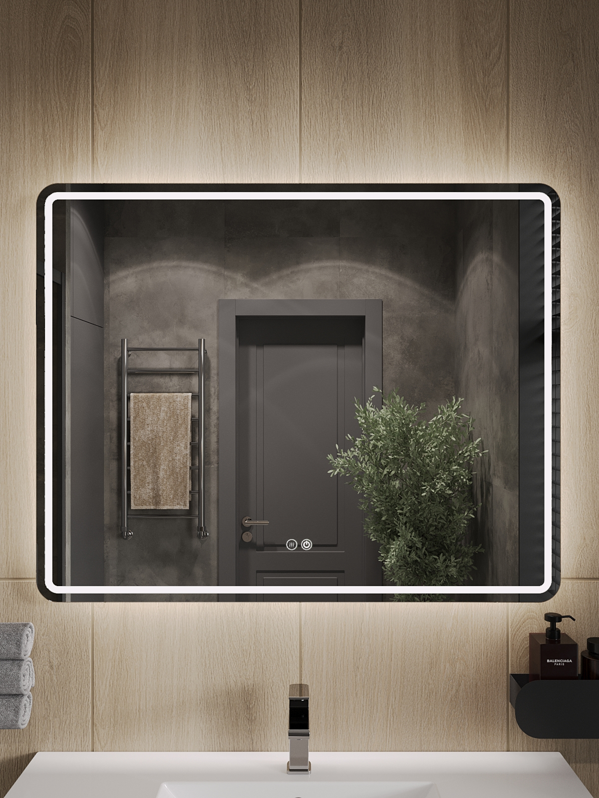 Изображение товара Зеркало для ванной Topline On TLONP-100ZE с подсветкой 100x80 см антизапотевание/подогрев