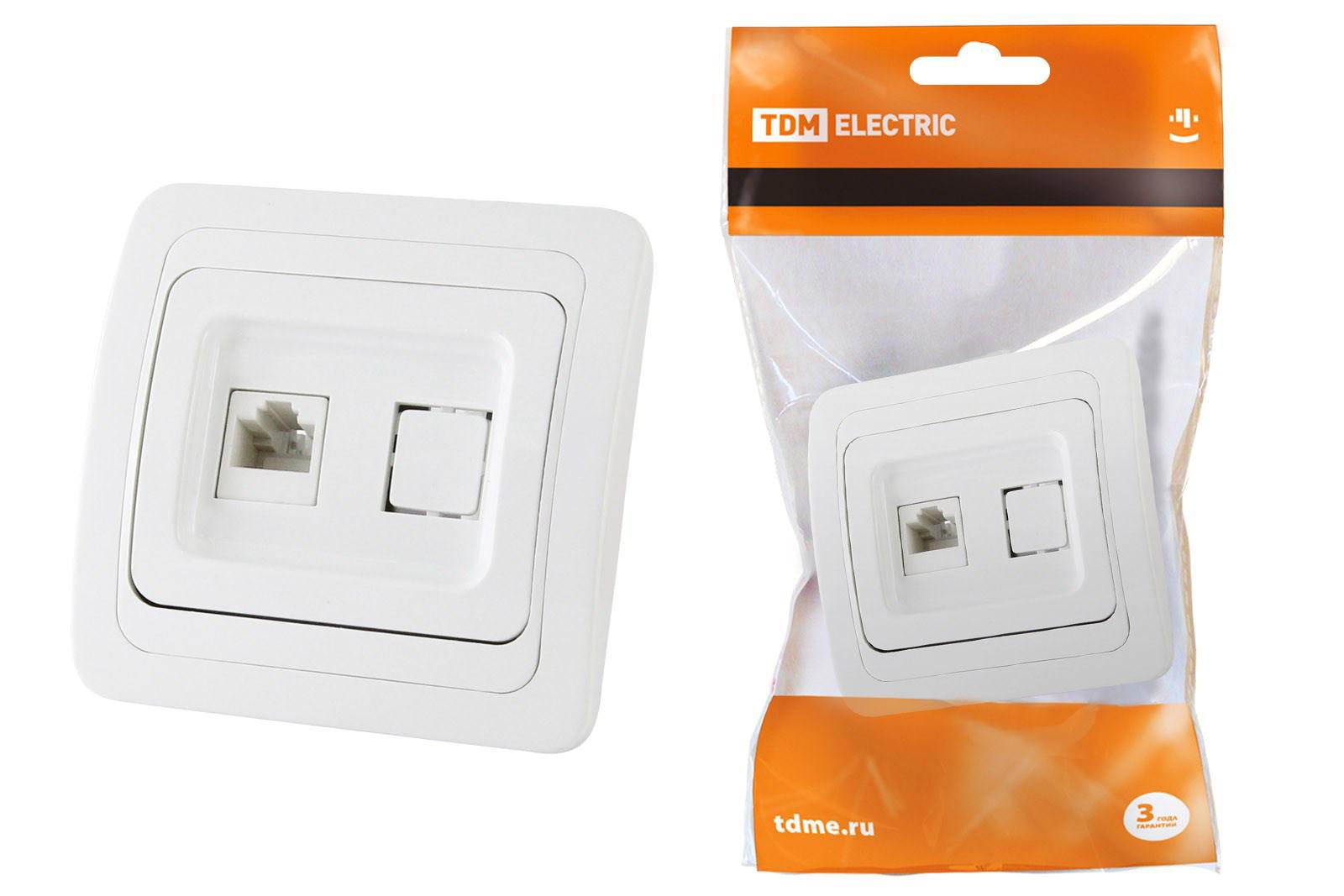 Изображение товара Розетка RJ45 Валдай SQ1804-0013 встроенная белая TDM ELECTRIC