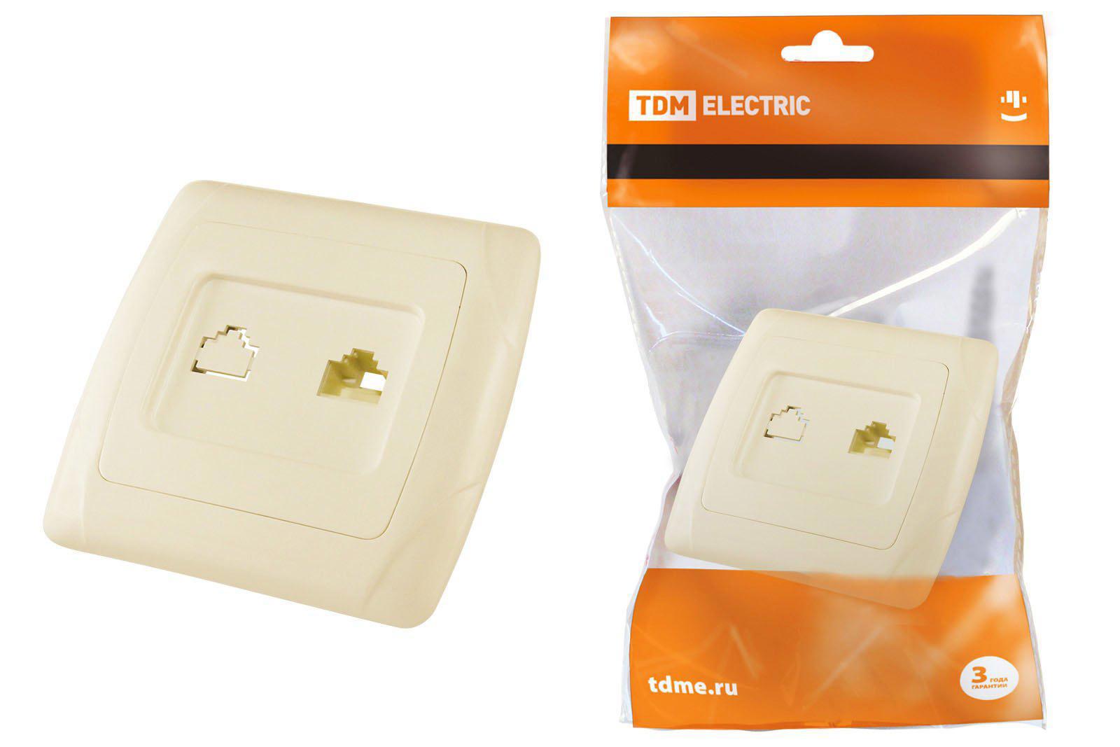 Изображение товара Розетка RJ45 «Онега» SQ1805-0051, TDM ELECTRIC, слоновая кость
