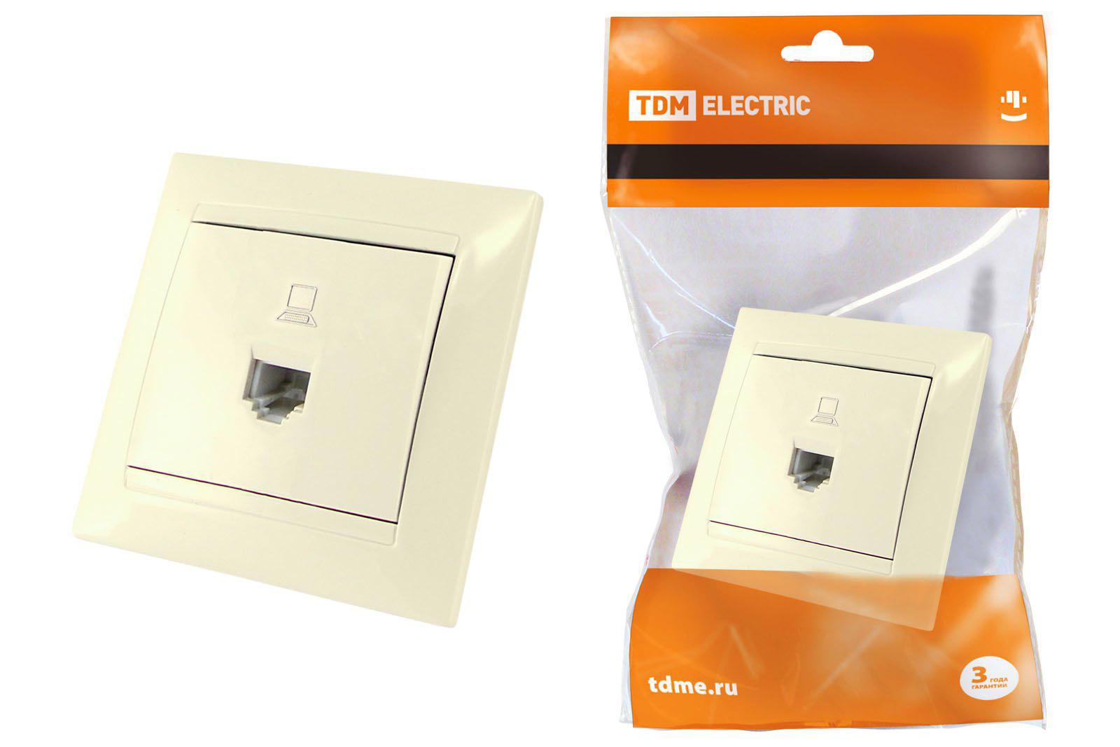 Изображение товара Розетка встраиваемая Tdm electric Лама SQ1815-0116 RJ45 цвет слоновая кость