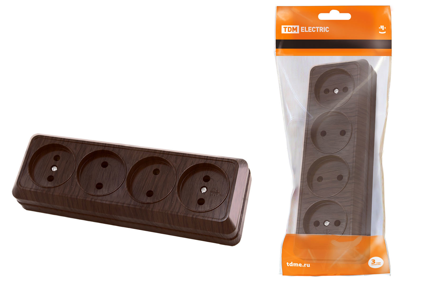 Изображение товара Розетка четверная накладная Tdm electric Ладога SQ1801-0328 цвет бук