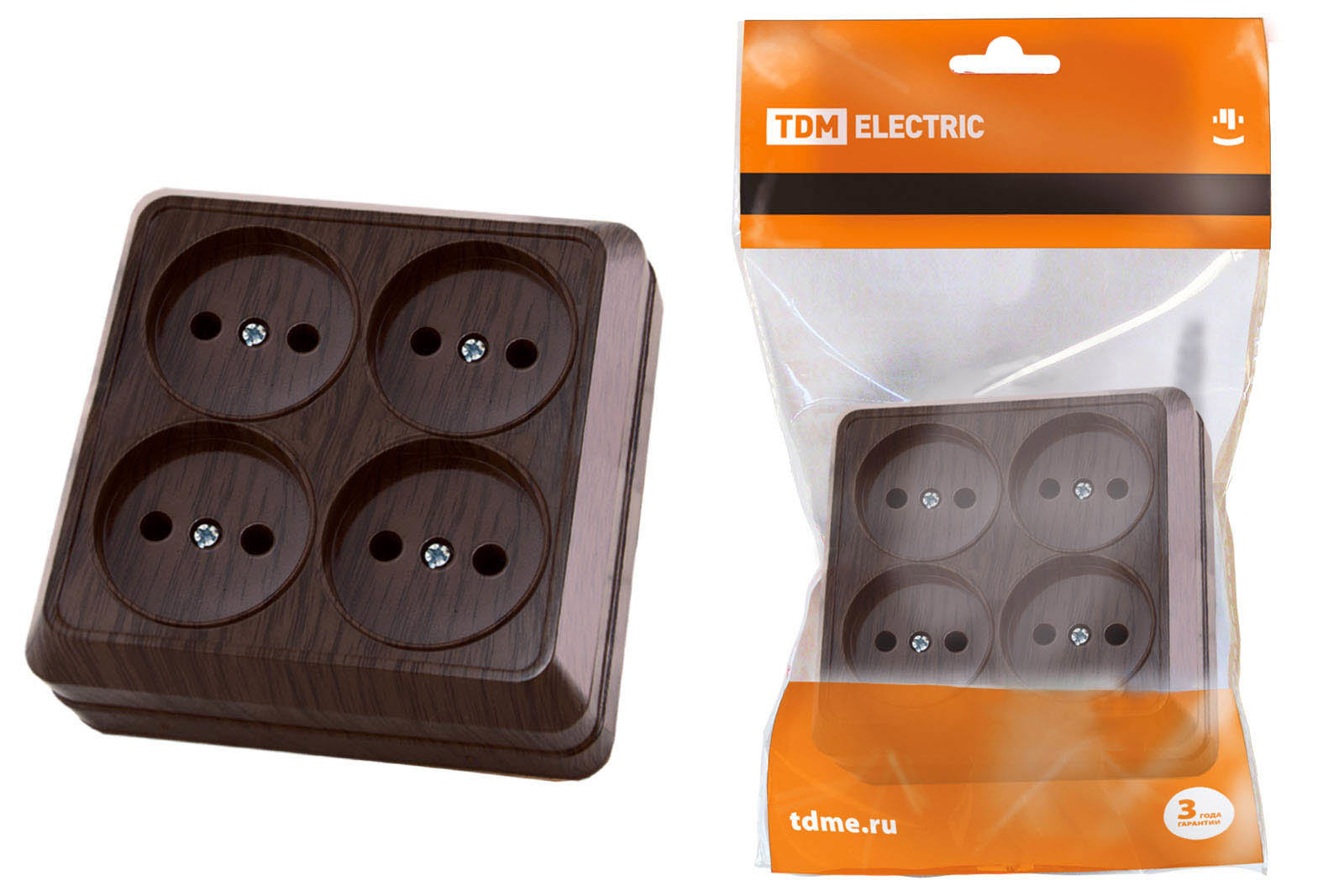 Изображение товара Т4 Розетка накладная четверная Ладога SQ1801 0320 бук без заземления