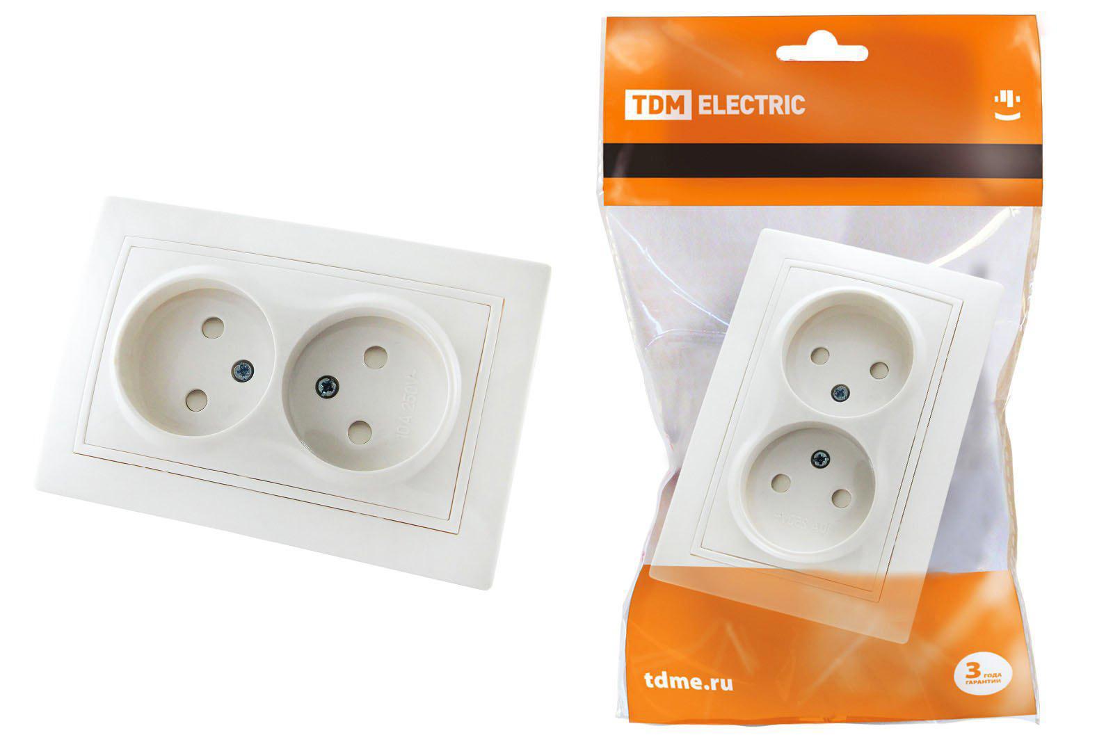 Изображение товара Розетка двойная встраиваемая Tdm electric Таймыр SQ1814-0017 цвет белый