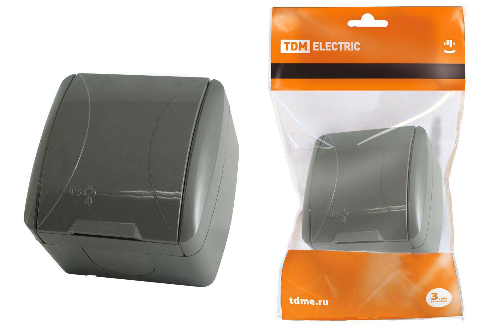 Изображение товара Розетка накладная SQ1818-0113 ТДМ Электрик, IP54, серый