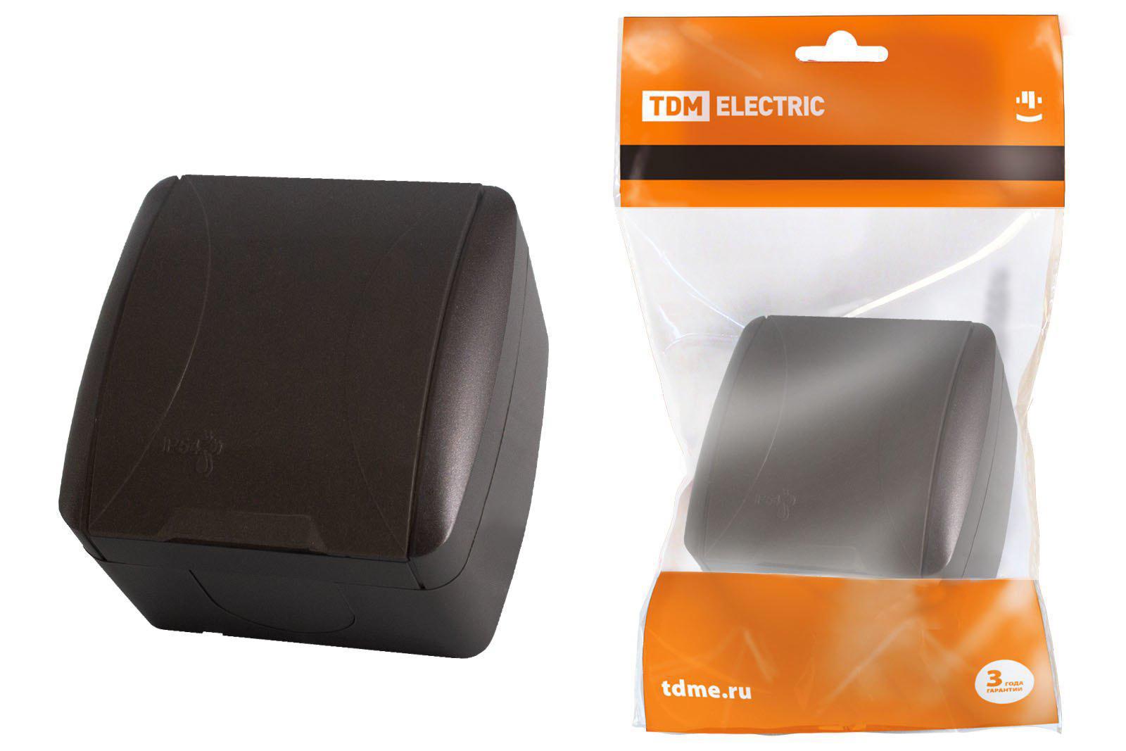 Изображение товара Розетка накладная Tdm electric Селигер SQ1818-0213 с заземлением цвет шоколад