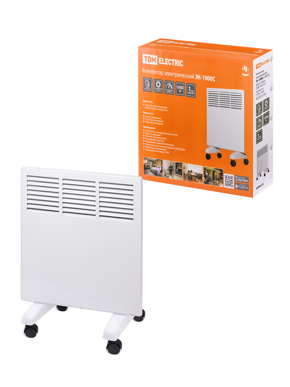 Изображение товара Конвектор электрический Tdm Electric SQ2520-1204 1000 Вт цвет белый