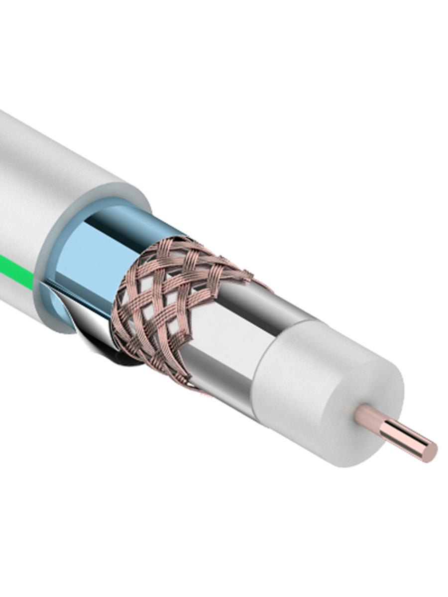 Изображение товара Коаксиальный кабель Rexant RG 6U 75 Ом 100 м белый
