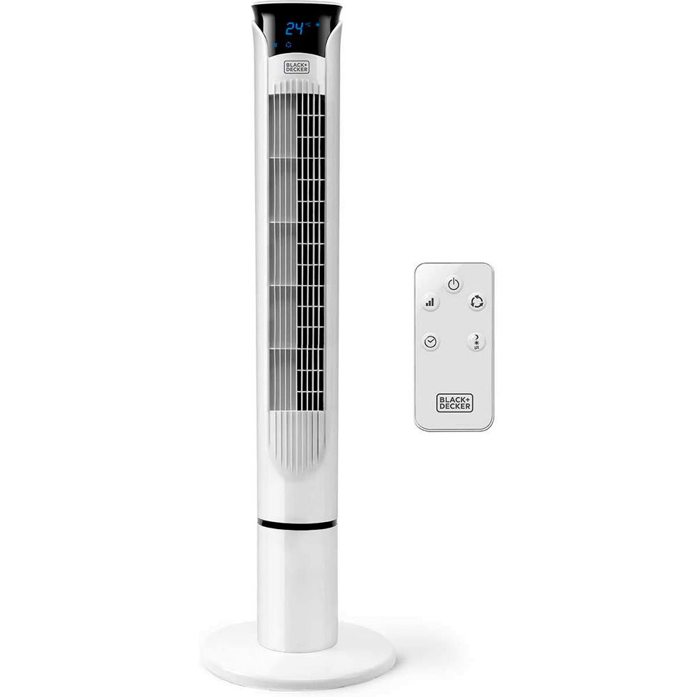 Изображение товара Вентилятор колонный Black + decker BXEFT49E 45 Вт D25 см с таймером и пультом управления цвет белый Изображение товара Вентилятор колонный Black + decker BXEFT49E 45 Вт D25 см с таймером и пультом управления цвет белый