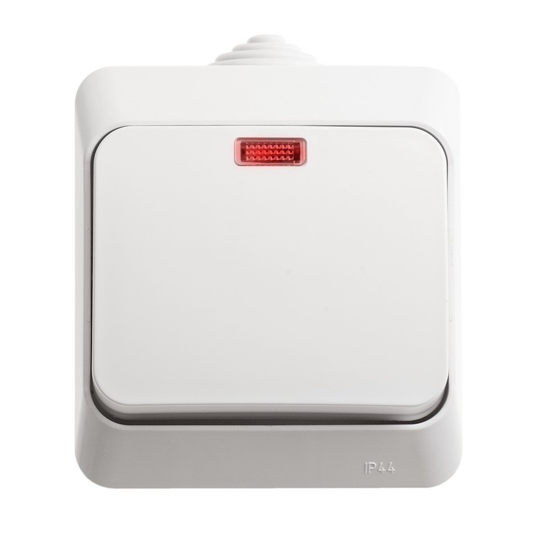 Изображение товара Выключатель накладной Systeme electric Этюд BA10-045B 1 клавиша с подсветкой цвет белый 1 шт