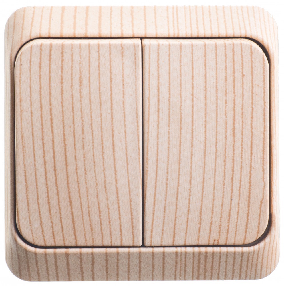 Изображение товара Выключатель накладной Этюд BA10-002D 2 клавиши сосна