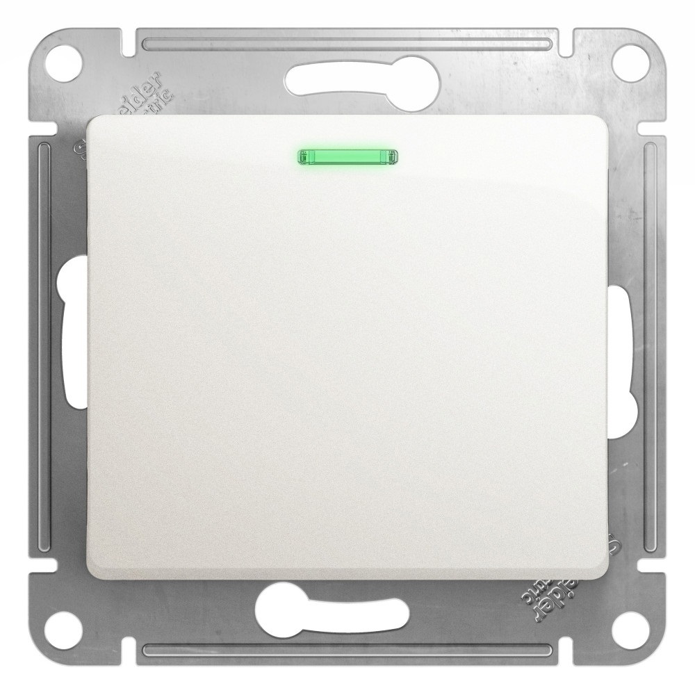 Изображение товара Выключатель встраиваемый 1 клавиша подсветка Glossa GSL000663 перламутровый