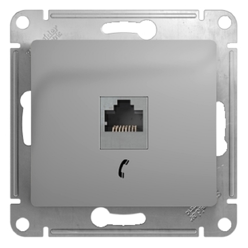 Изображение товара Розетка телефонная встраиваемая Systeme electric Glossa GSL000381T RJ11 цвет алюминий