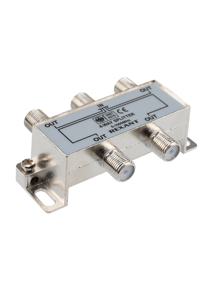 Изображение товара Делитель Rexant ТВх4 под F-разъем 5-1000МГц для телевизионных антенн