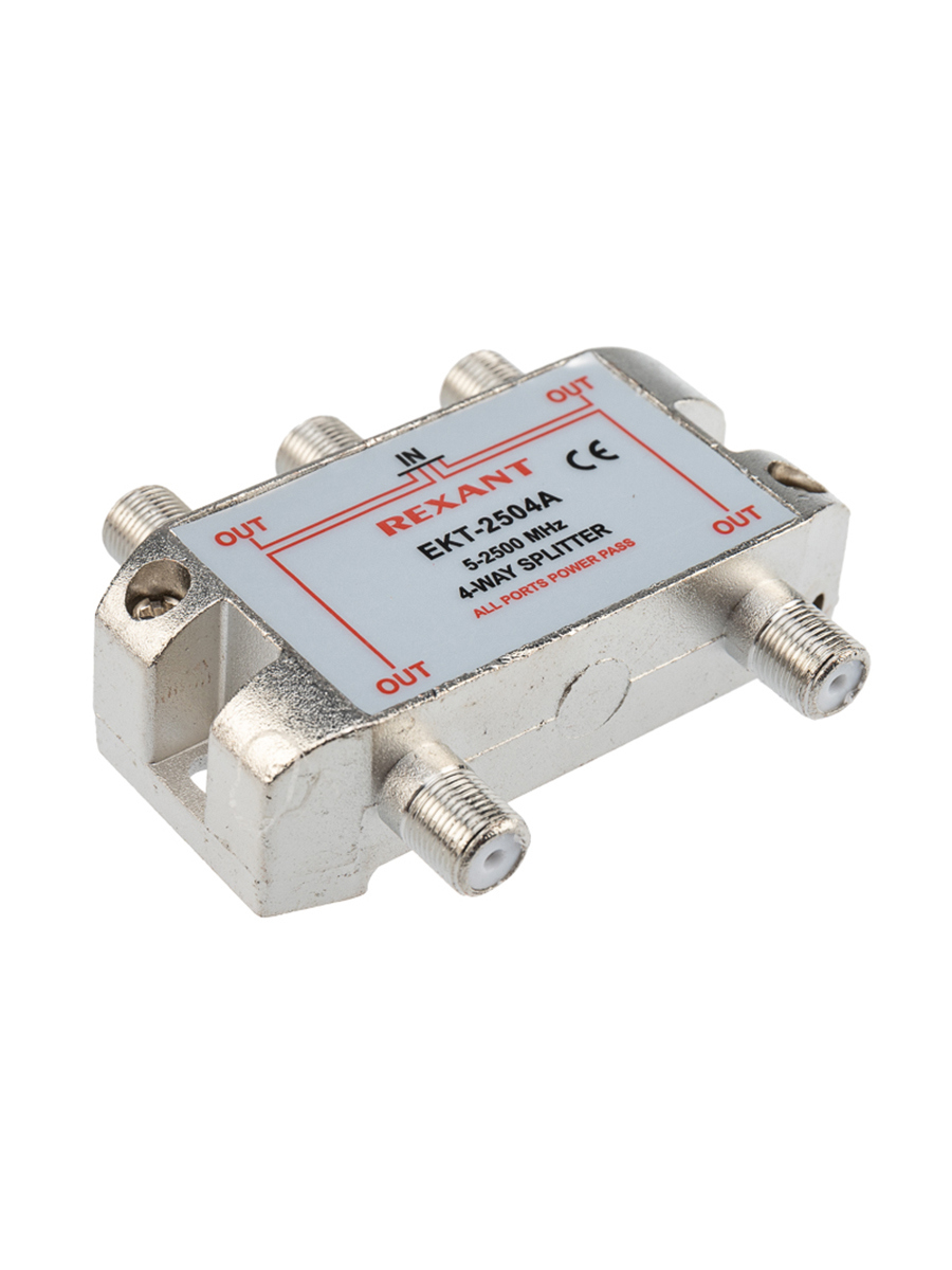 Изображение товара Телевизионный делитель Rexant ТВх4 под F-разъем 5-2500МГц для спутникового ТВ и кабельных систем