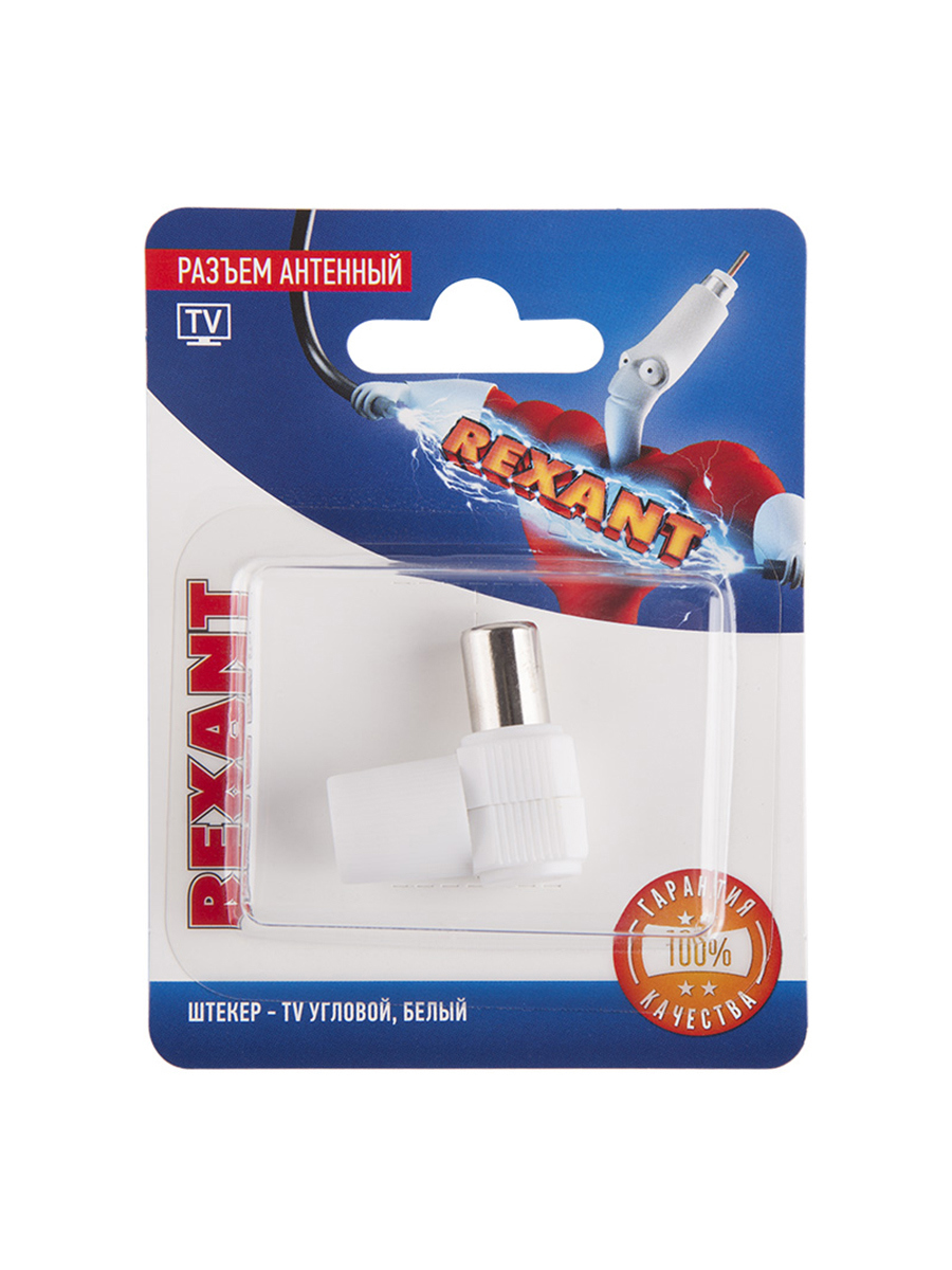 Изображение товара Розъем ТВ антенный на кабель REXANT угловой белый 06-0014-A