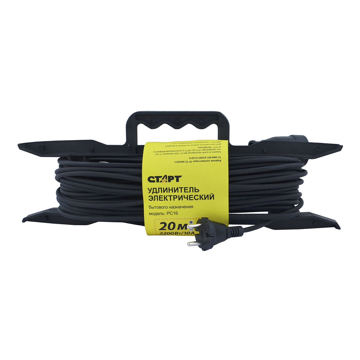 Изображение товара Удлинитель-шнур на рамке Старт 260639 20 м IP20 1 розетка, 2200 Вт