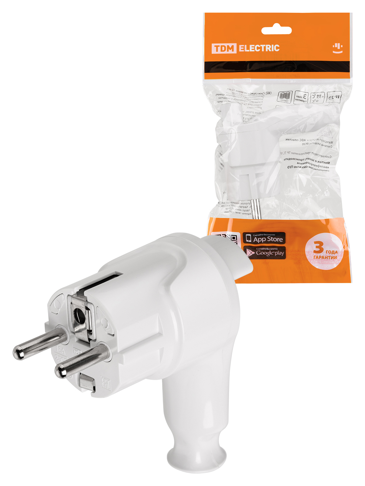 Изображение товара Вилка Tdm electric SQ1806-0398 220 В без заземления цвет белый