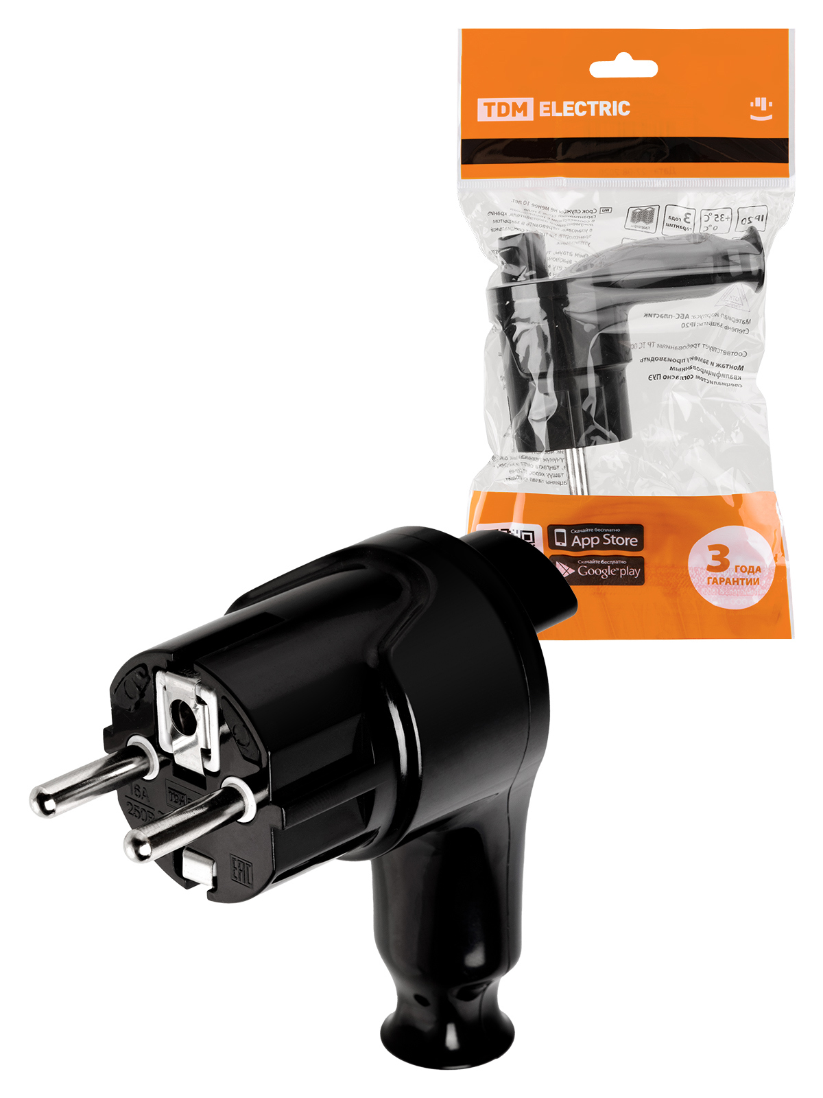 Изображение товара Вилка TDM ELECTRIC SQ1806-0399 220 В без заземления черная
