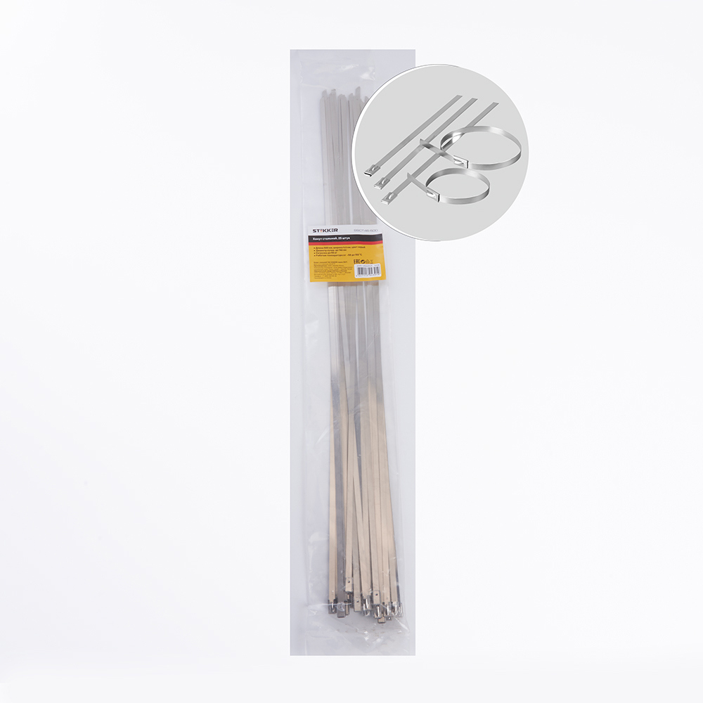 Изображение товара Хомут стальной Stekker 4.6x500мм серый 25 шт.