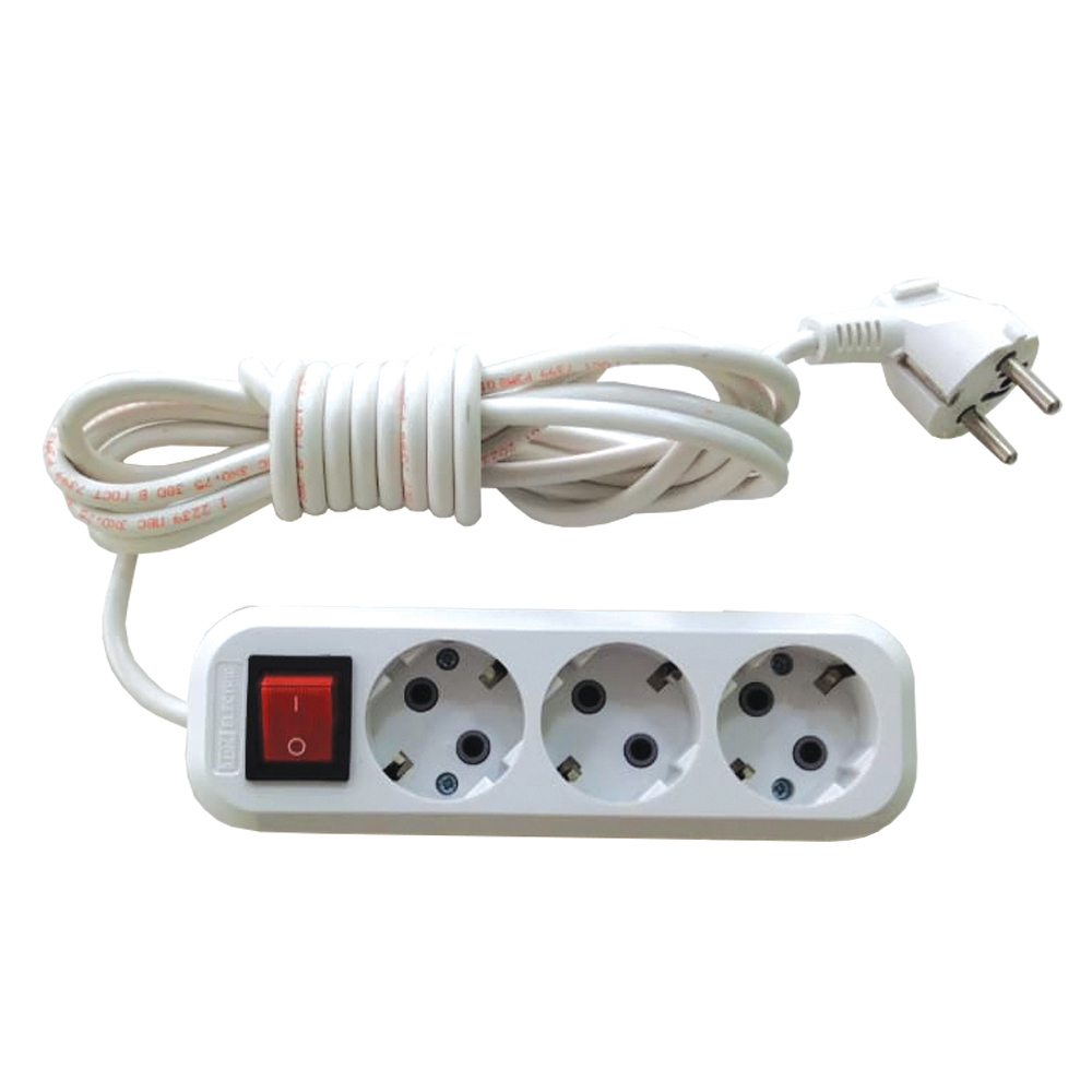 Изображение товара Удлинитель СПБ УРП Свет с заземлением на 3 розетки ПВС 3.2м белый