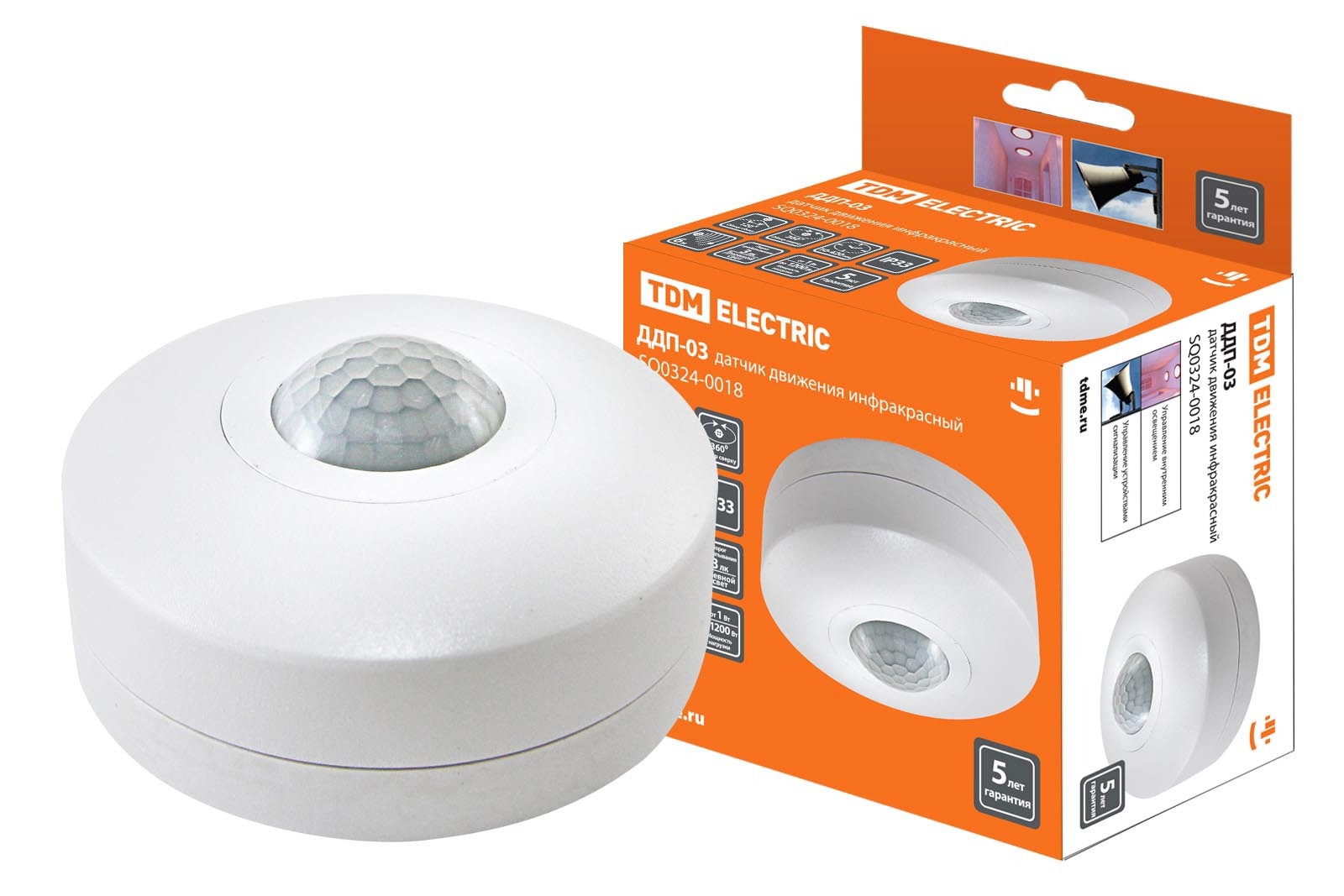 Изображение товара Датчик движения TDМ ELECTRIC ДДП 03 IP33 для внутренней и уличной установки