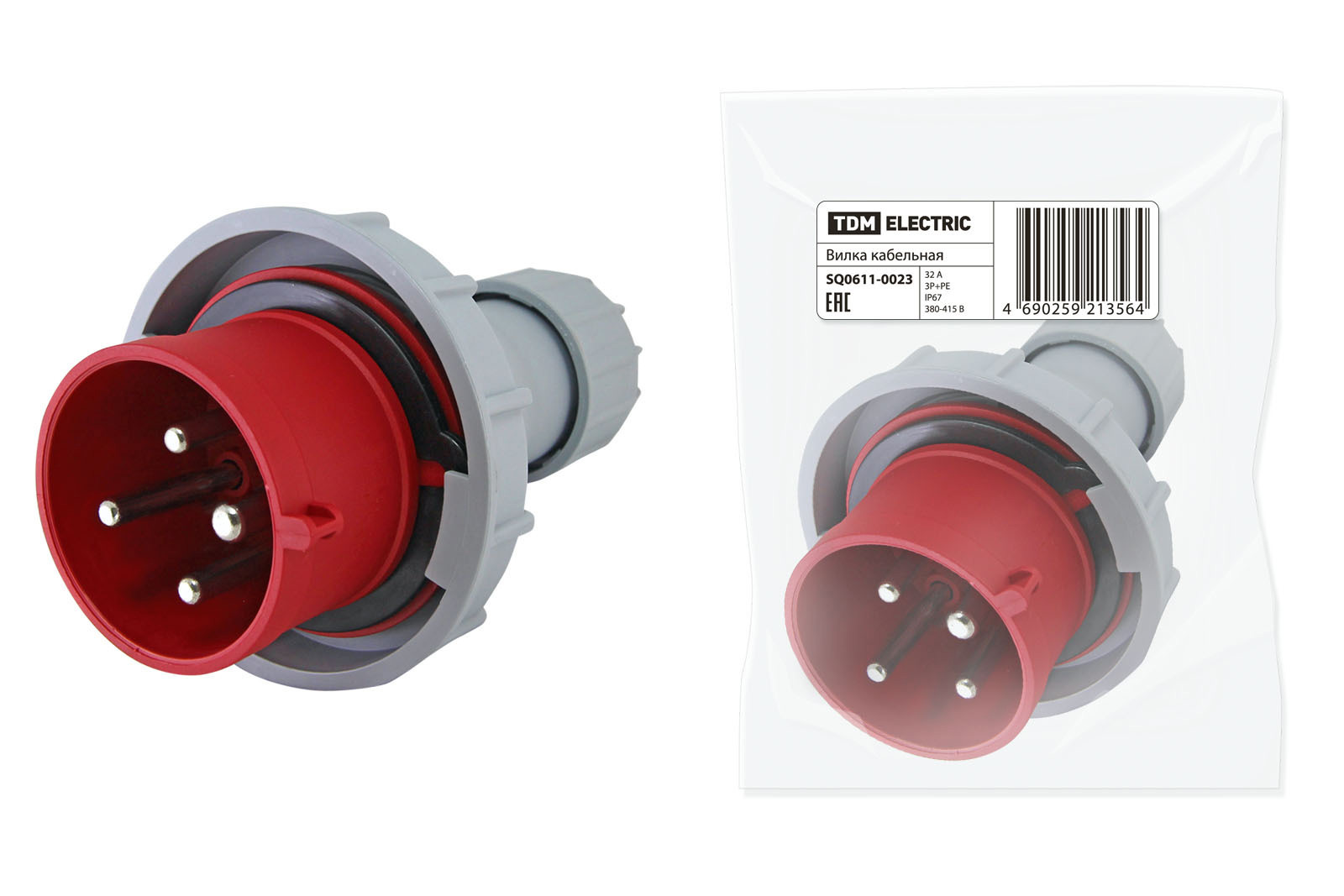 Изображение товара Вилка кабельная Tdm electric SQ0611-0023 400 В с заземлением цвет красный