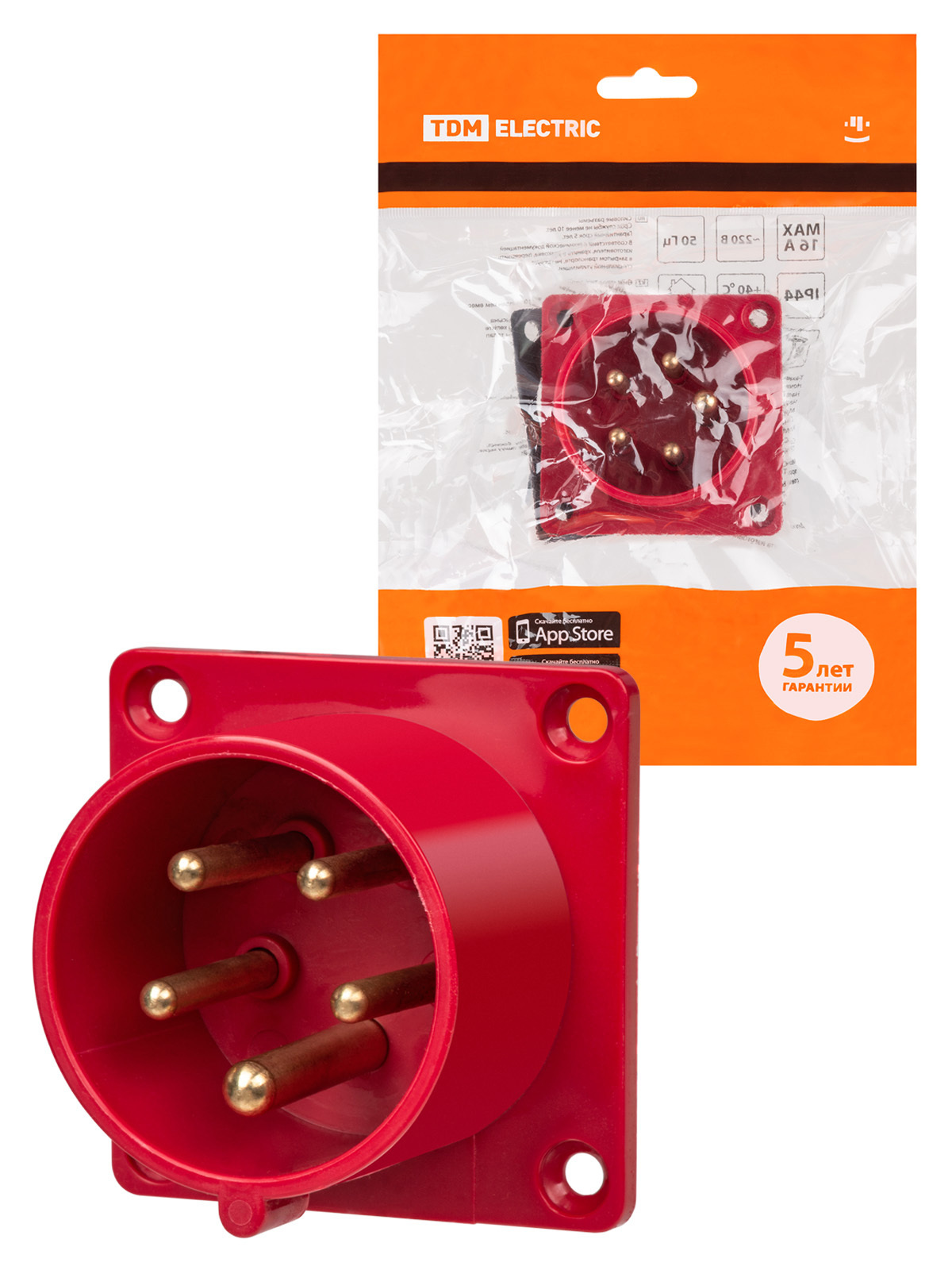 Изображение товара Вилка Tdm electric SQ0607-0003 380 В с заземлением цвет красный